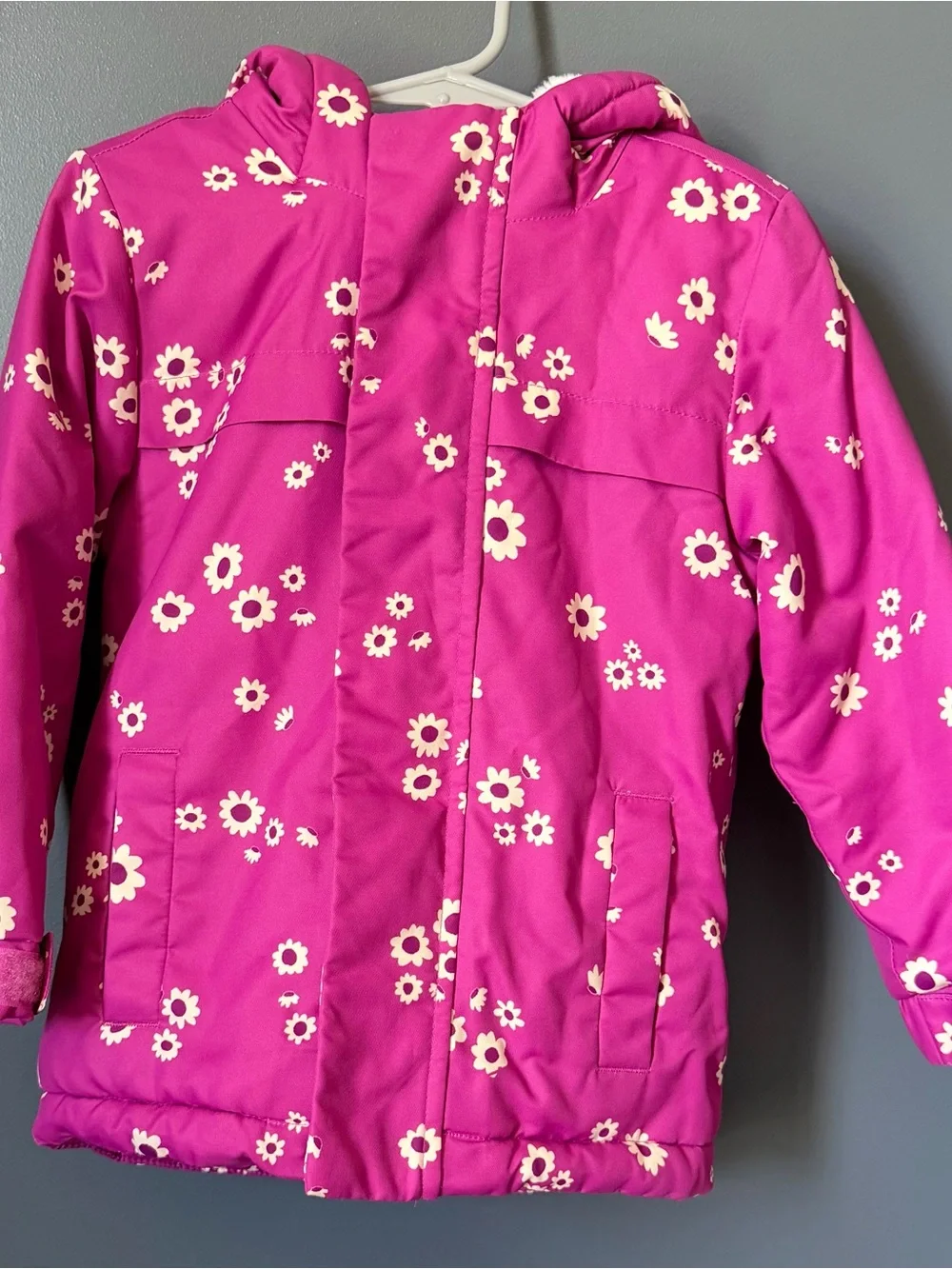 Cat & Jack Bright Pink Floral Hooded Puffer Jacket